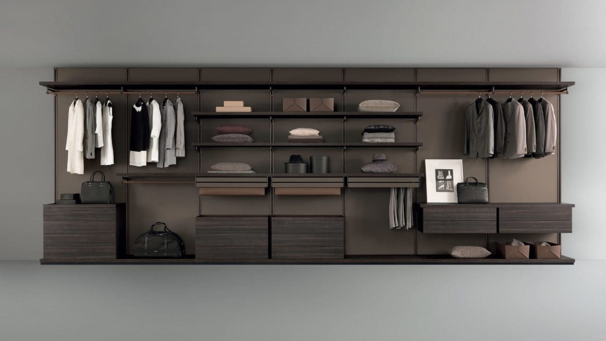 Luxury custom closet storage system with integrated lighting
