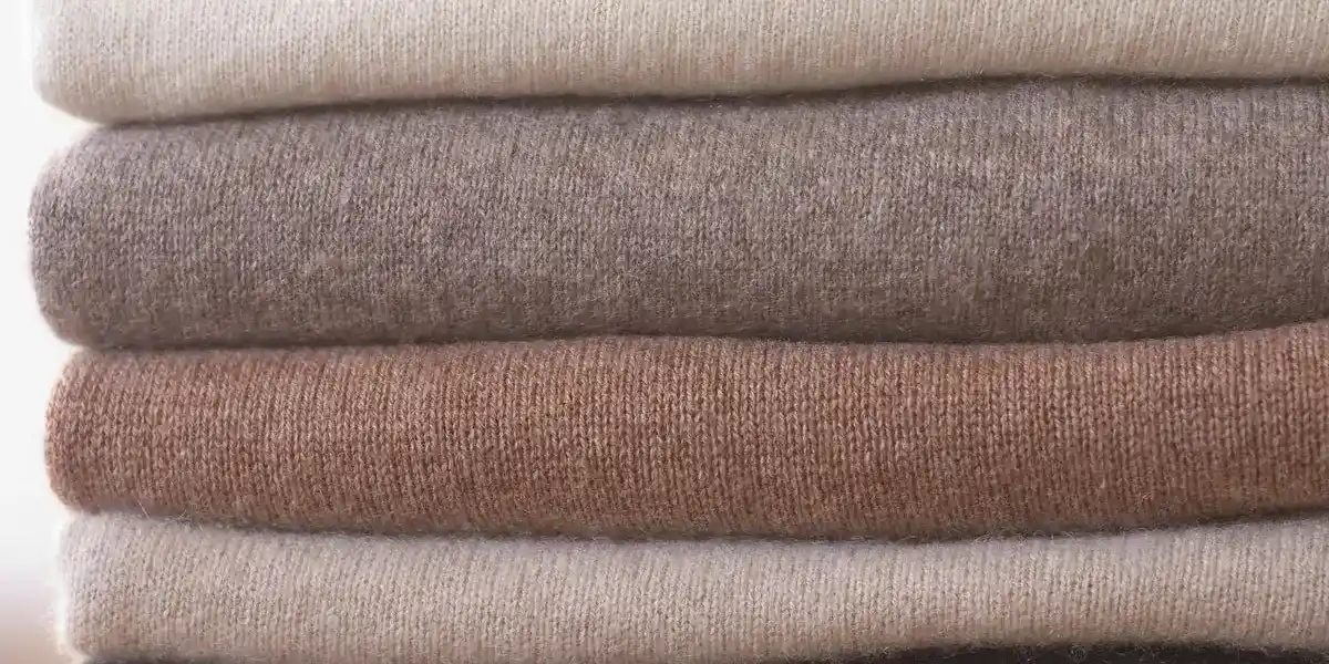 Close-up of cashmere knit fabric texture