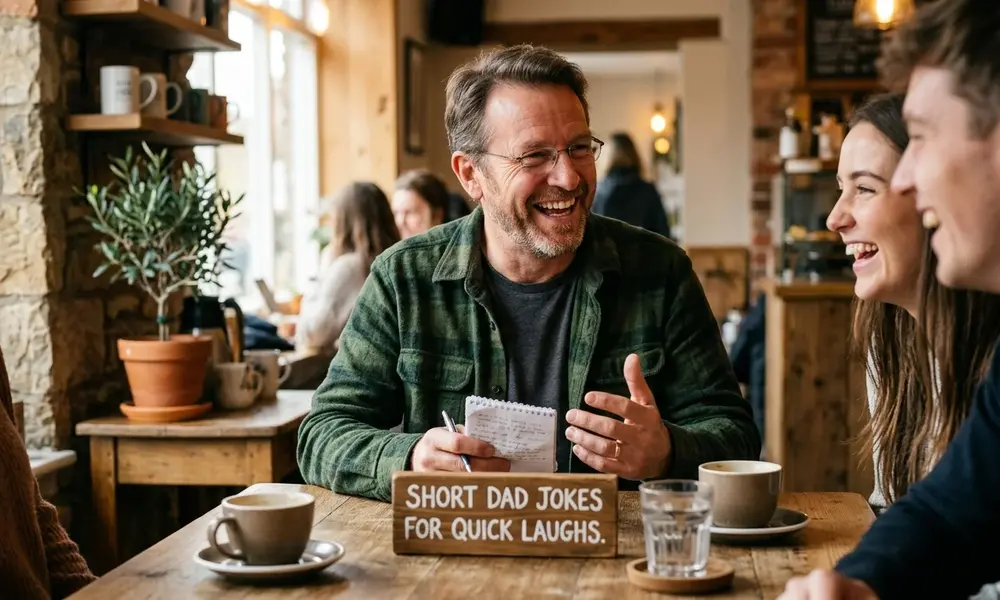 dad laugh and talk puns to their family